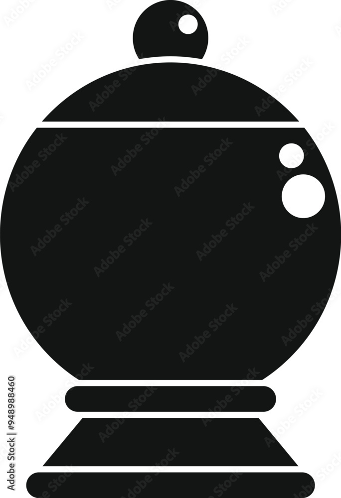 Poster magic ball predicting the future with bubbles inside icon in simple style isolated on white backgrou
