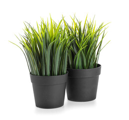 Artificial grass on white background