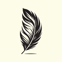 Obraz premium Editable Black Bird Feather Silhouette Design on Transparent Background