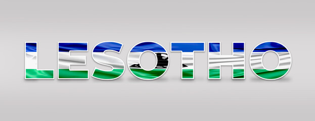 Lesotho Text Effect. Fill with Lesotho Flag. Isolated On White Background. Flag, Text, Effect, Vector, Isolated, Background
