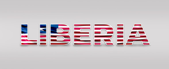 Liberia Text Effect. Fill with Liberia Flag. Isolated On White Background. Flag, Text, Effect, Vector, Isolated, Background