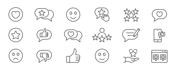 Feedback line icons. Customer review,  Rating, Satisfaction. Vector