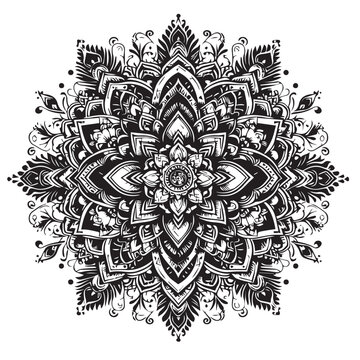 recommend clip art: Intricate mandala silhouette with floral elements .eps