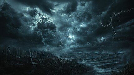 Realistic Depiction of Hurricane Idalia's Massive Destruction and Chaotic Landfall with Extreme Wind, Rain, and Flooding Impacting Coastal Cities