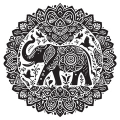 Silhouette of a mandala with pentagon shapes.eps