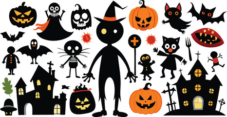 halloween background with pumpkin and bats