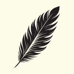 Fototapeta premium Vector Silhouette of a Black Bird Feather with Transparent Background