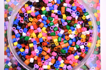 colorful beads in the box