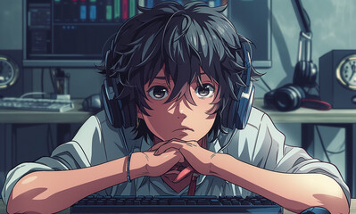 man listening to music