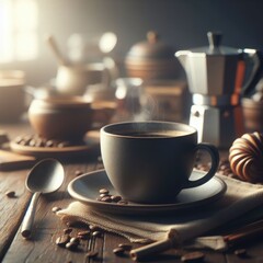 Steaming Cup of Coffee with Rich Aroma - Perfect Start to Your Day