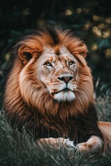 Fototapeta premium Majestic Lion Portrait in Natural Habitat