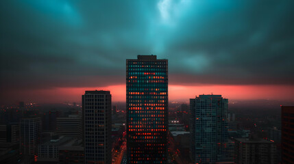 Obraz premium View City Night From High Rise