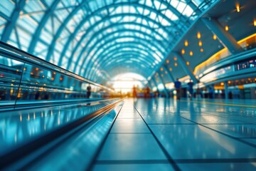 Fototapeta premium Modern Airport Interior with Moving Walkway