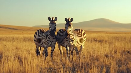 Naklejka premium zebras in the savannah