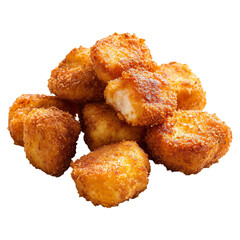 Golden Brown Fried Chili Cheese Chicken Nuggets Isolated on Transparent Background