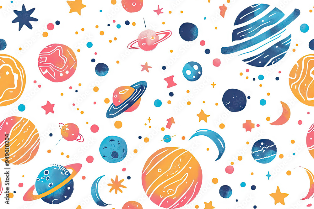 Poster kids' space background with astronomical objects