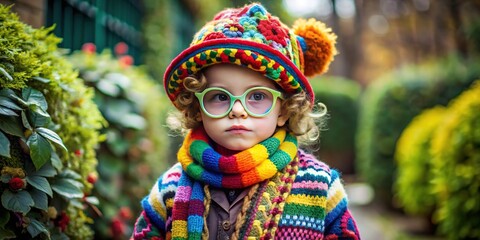child in adult clothes quirky offbeat eclectic style mixed patterns bold statement