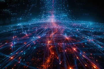Obraz premium Abstract Network of Glowing Lines and Points