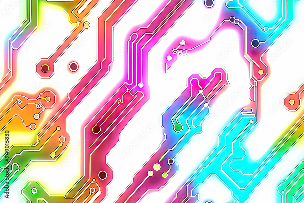 Poster cyber pattern with neon lines