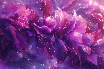 Abstract Purple Flower with Glittering Dust