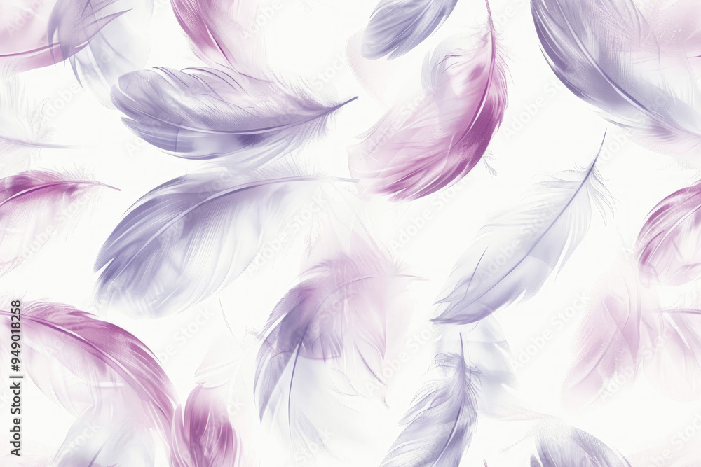 Poster seamless pattern with light feathers