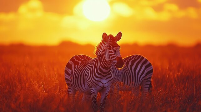 zebra at sunset