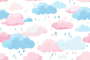 Airy cloud shapes in pastel shades are perfect for children's design and background.