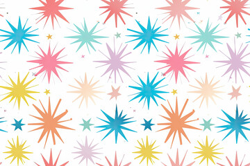 Pattern with colored stars on a white background