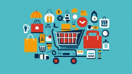 Shopping icon depicts the retail industry and buying goods.