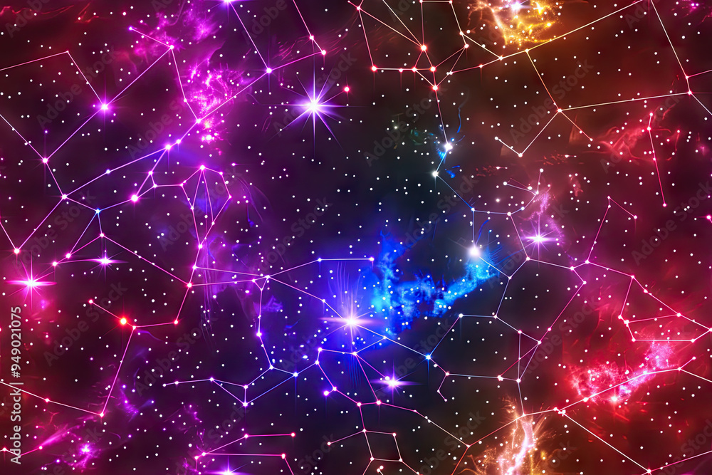 Poster cosmic pattern with stars and lines