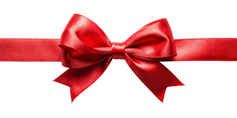 Red ribbon bow, isolated on transparent png background