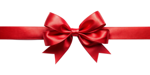 Red ribbon bow, isolated on transparent png background