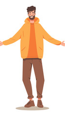 Obraz premium A man in a yellow hoodie is smiling and giving a thumbs up. The image has a cheerful and positive mood