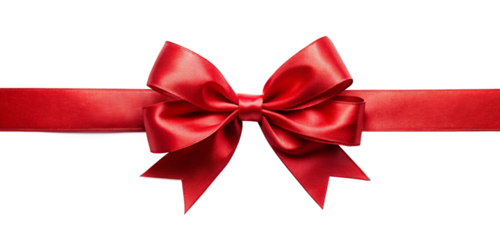 Red ribbon bow, isolated on transparent png background