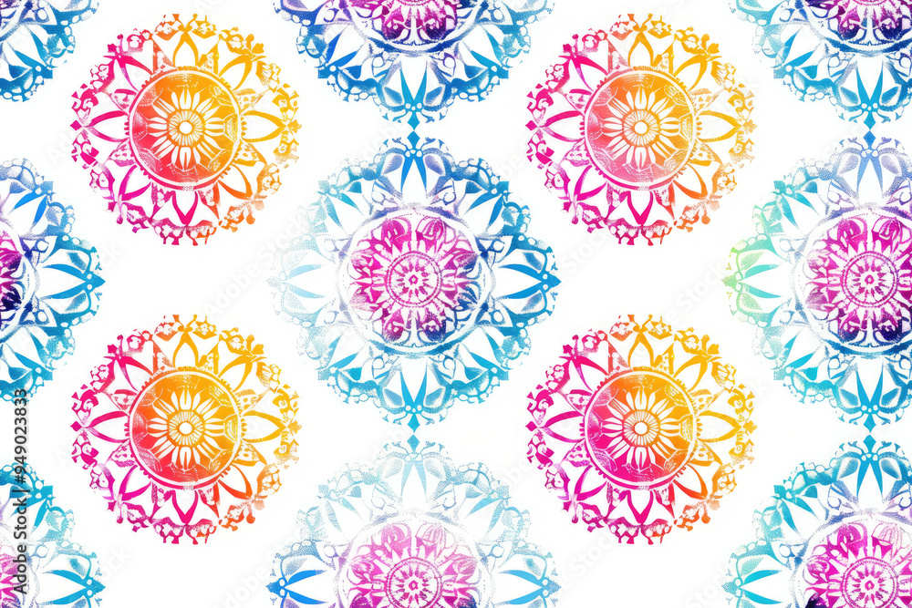 Poster symmetrical circular pattern with oriental motifs