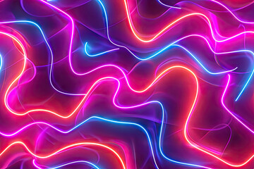 Obraz premium Neon abstract pattern. A bright neon pattern with wavy glowing lines, creating an effect of movement and energy.
