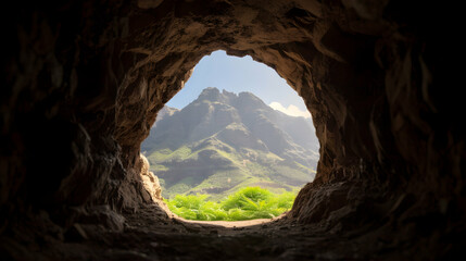 View Mountain Through Cave Sty