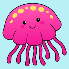 Illustration of colorful cartoon character jellyfish stock illustration
