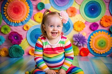 Down syndrome photography studio specializing in vibrant colorful backdrops and playful poses