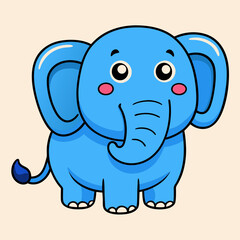 Hand drawn elephant character illustration, vector stock illustration