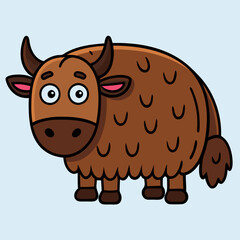 Hand drawn yak character illustration, vector stock illustration