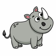 Hand drawn rhino character illustration, vector stock illustration