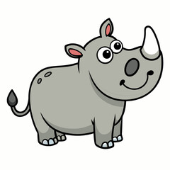 Hand drawn rhino character illustration, vector stock illustration