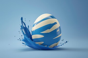 Blue and White Easter Egg with Splash