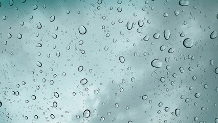 Rain water drops on glass