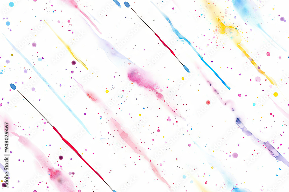 Poster multicolored paint strokes in the form of lines on a white background