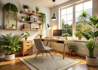 Fototapeta premium Cozy home office decor inspiration