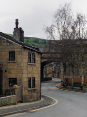 Fototapeta premium The old village centre in Mytholmroyd in Calderdale, West Yorkshire