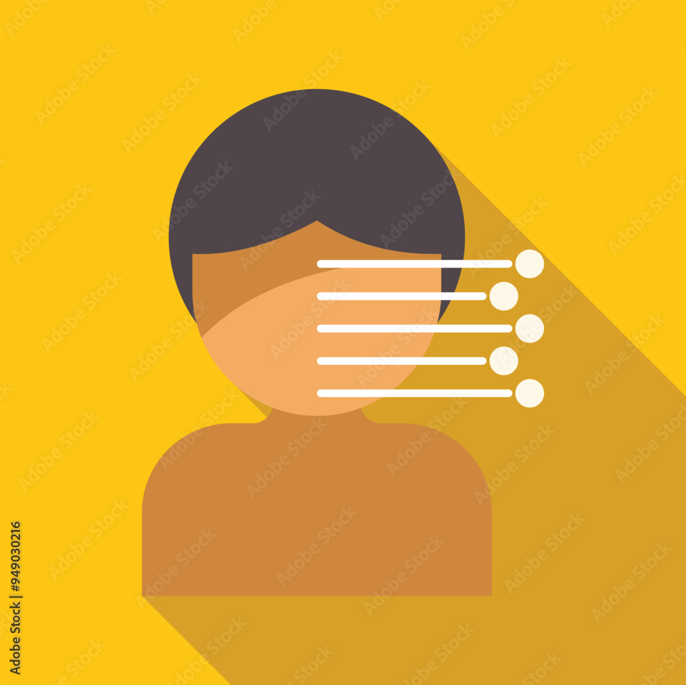 Poster this vector illustration features a facial recognition system scanning a man's face, symbolizing bio