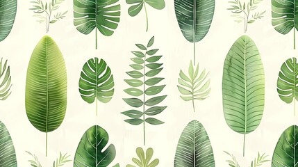 pattern with green leaves